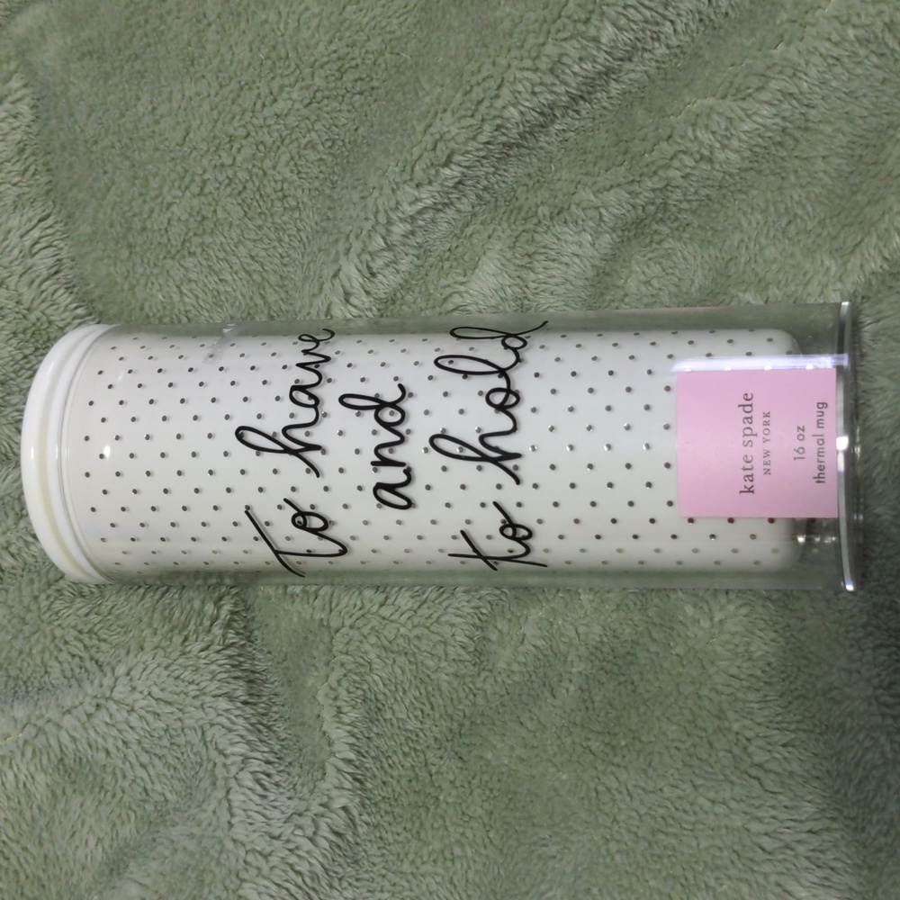 Kate Spade Wedding To Have and to Hold Plastic Insulated Tumbler 16oz White Dot